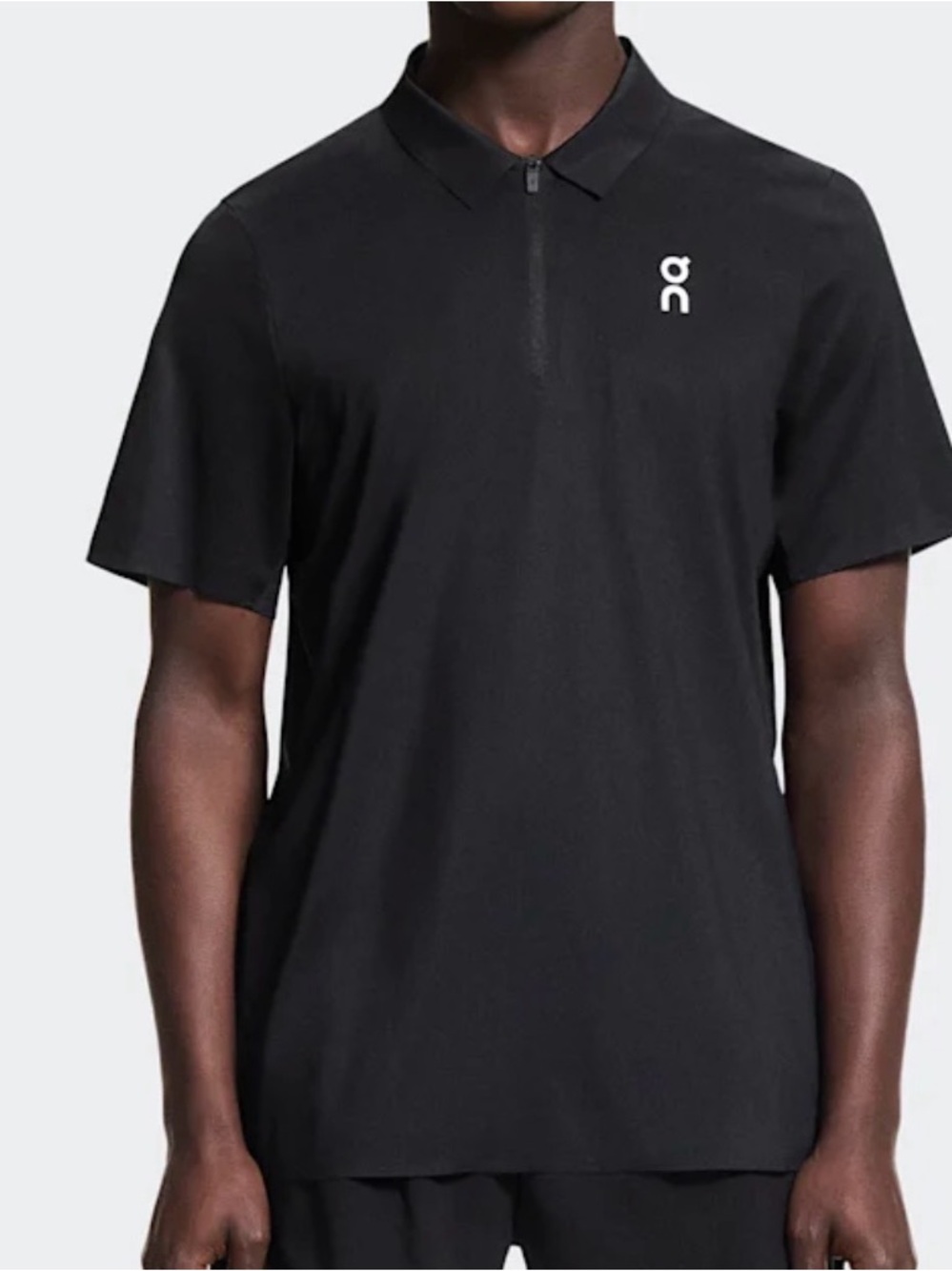 On Running Black Short-Sleeve Zip Polo for Men